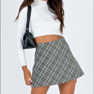 Grey plaid mini skirt